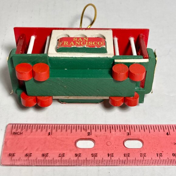 Vintage San Francisco Trolley Car Christmas Tree Ornament Powell & Market Wood - Picture 8 of 10